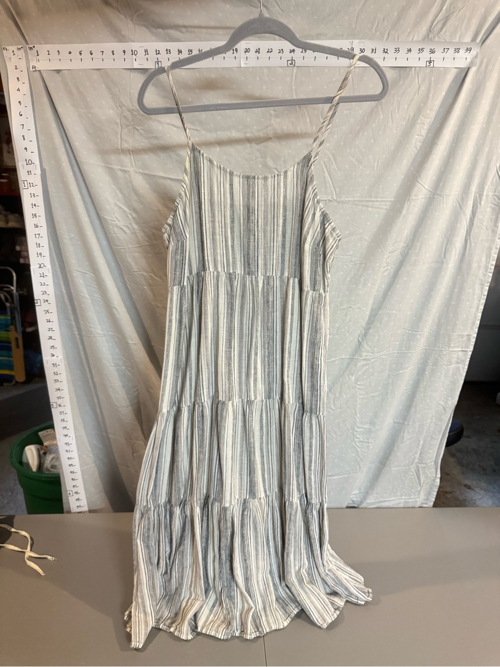 beachlunchlounge Blue and White Striped Tiered Maxi Dress